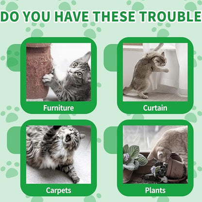 Ponal Cat Deterrent Outdoor, Natural Peppermint Oil Cat Repellent Outdoor Indoor, Mulch & Flower Permanently Against Scratch and Chew, Keep Cats Off Lawn, Yard, Garden, Keep Cats Away, 10 Pack, Green