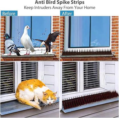 Bird Spikes, 20 Pack Outdoor Cat Squirrel Raccoon Pigeon Cat Animal Deterrent Spikes for Outside Anti Bird Defender Spikes Outdoor to Keep Birds Away (18.7 feet/5.7M)