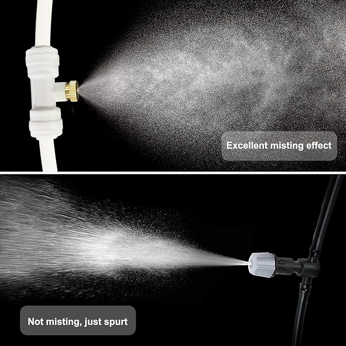Mister System for Outside Patio, White Misting Kit for Backyard, 65Ft (20M). Outdoor Cooling Mist for Outside Garden, Deck, Umbrella, Canopy, Pool, Porch,Greenhouse, Trampoline Sprinkler, Kids, Park
