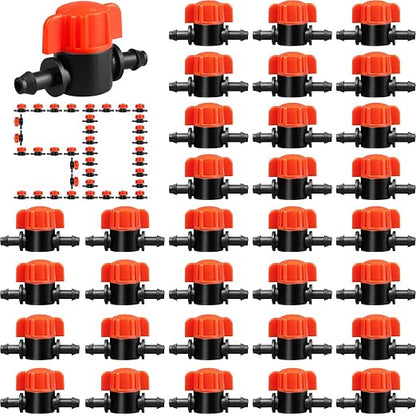 Gardrip 1/4" Drip Irrigation Valve：50 Pack Drip Irrigation Shut Off Switch Valve Fits 1/4 Inch Drip Irrigation Tubing Drip Line Cut Off Valve for Garden Lawn Irrigation System