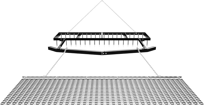 VEVOR Drag Harrow, 6 ft Tow-Behind Driveway Grader with Chain Harrow, Adjustable Width & 80lbs Load Capacity, Heavy Duty Lawn Leveling Rake, Fits ATVs UTVs Tractors, for Gravel Driveway Field