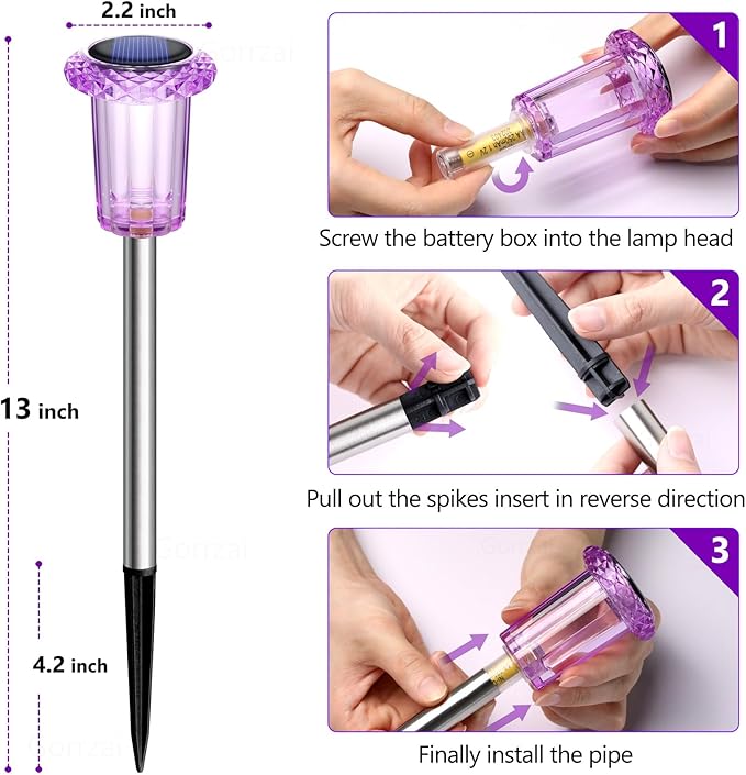 Halloween Solar Lights Outdoor 10 Pack Purple Solar Pathway Lights Outdoor Halloween Decorations Waterproof Yard Lighting for Driveway Garden Walkway Path Landscape Lawn