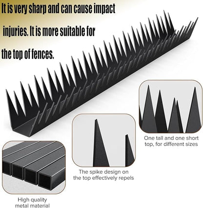 12Pcs Anti-Climb Spikes for Walls & Fences, 188.9in, Black | and Animal Deterrent Spikes, Suitable for Home and Garden Fences, Fits Various Lengths - Heavy Duty.