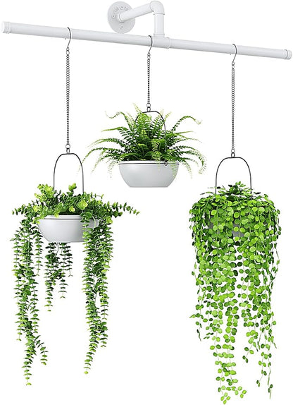 Bamworld Hanging Planters for Indoor Plants Plant Hanger Indoor Hanging Plant Holder Window Plant Shelves Metal Rod(Pot&Plant Not Included) 35.8in White