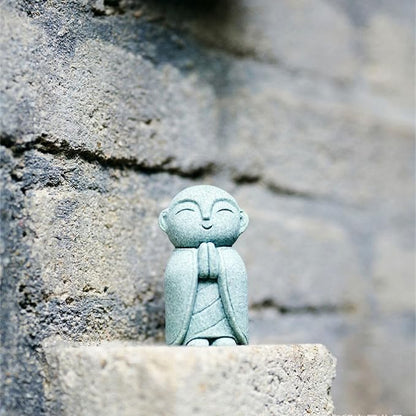 OwMell Japanese Jizo Monk Statue, Buddha Jizo Figurine Memorial Aquarium Statue Ornament - Namaste
