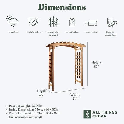 All Things Cedar 6-Foot Pagoda Arbor Garden Arch Trellis for Climbing Plants, Transform Garden or Patio Spaces, Made from Premium Western Red Cedar