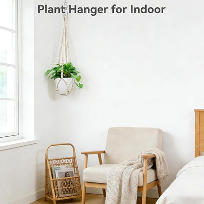 USLAI Macrame Plant Hanger Indoor Outdoor, Fits 4 to 15 Inch Pots, Strong Hanging Planter Holder, Boho Home Decor, 23+29+35 Inch, Ivory (POTS NOT Included)