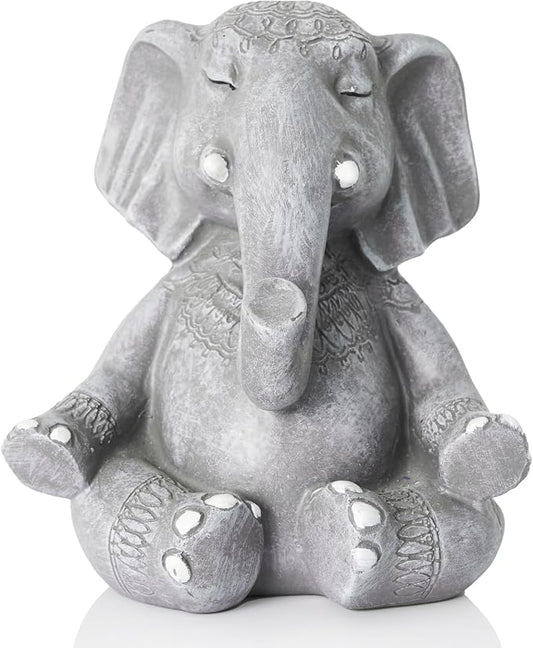 Elephant Zen Buddha Meditating Statue Decor, 5.5 inch Suitable for Home Office Desk Shelf, Gift for Elephant Enthusiasts Zen Practitioners