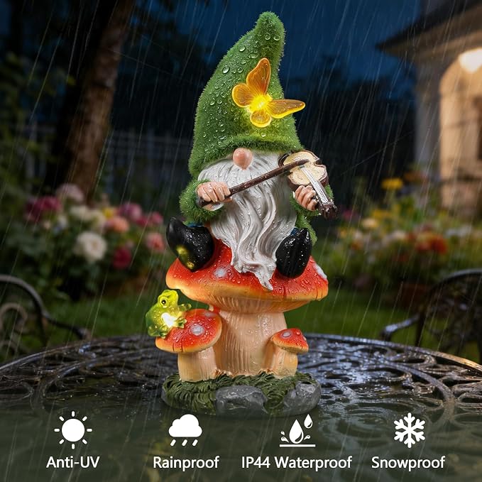 Solar Gnomes Garden Statue Decor for Mother's Father's Day,Gnome Figurines with LED Light for Garden Decorations for Patio Lawn Balcony Garden Housewarming Gifts for Women Mom Grandma