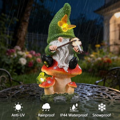 Solar Gnomes Garden Statue Decor for Mother's Father's Day,Gnome Figurines with LED Light for Garden Decorations for Patio Lawn Balcony Garden Housewarming Gifts for Women Mom Grandma