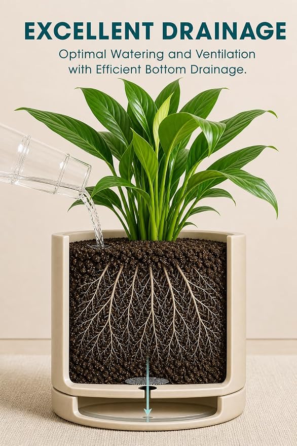 vancasso Ceramic Plant Pots, 3 Piece Planters for Indoor Plants, 4.25+5.25+6.25 Inch Flower Pots with Drainage, Plant Pots Indoor for Succulent, Pothos, Snake Plant and Money Tree, Etc (Gray)
