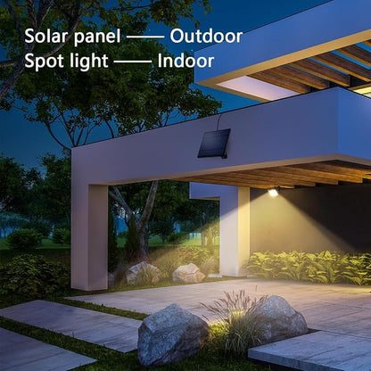 Solar Flood Lights Outdoor Dusk to Dawn Solar Light 4400mAh Waterproof LED 3000K Warm White Wall Mount with Detachable Panel for Outside, Patio