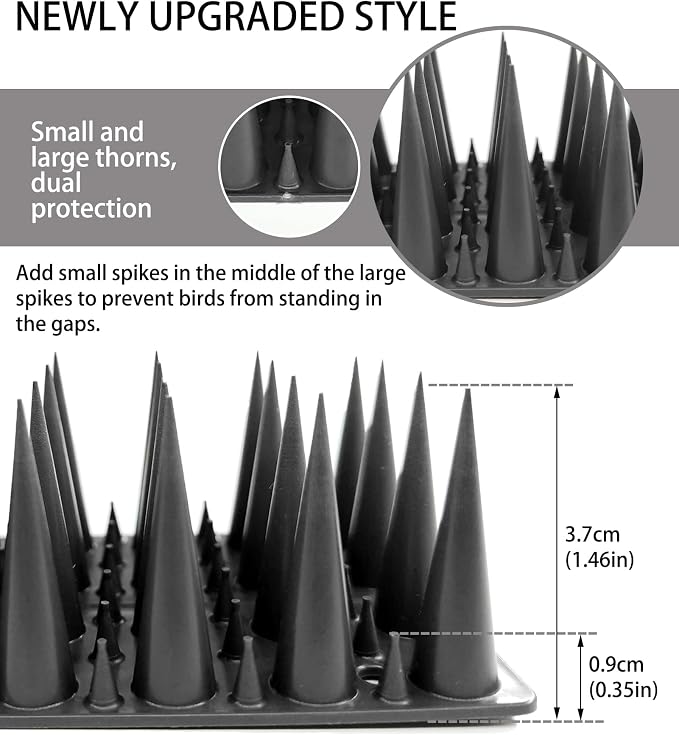 DY.2ten Bird Spikes, 11.8in Deterrent Spike, 10-Pack (9.8ft Total) Fence Spikes Bird for Outside to Keep Bird Squirrel Raccoon Pigeon Cat Away and Keep Birds from Building Nest, Easy to Install