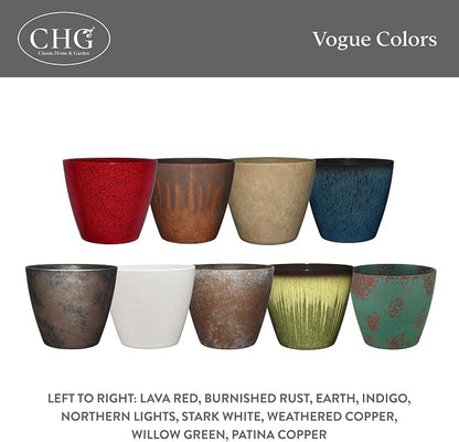 Classic Home and Garden by Growscape Vogue Planter Pots (8” Patina Copper) | Hand-Painted Finish Plant Pots, Lightweight Indoor Outdoor Planter, UV-Resistant, Great for Patio, Home & Garden Decor Accent