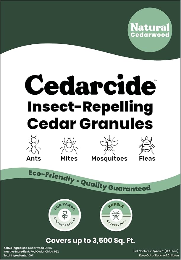 Cedarcide Lawn, Home & Garden Cedar Granules | Repels Fleas, Ants, Spiders & Mosquitoes | Smells Great, Easy to Use | Family & Pet Safe | 2 Bags (16 Lbs)