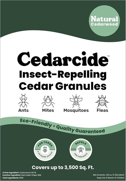 Cedarcide Lawn, Home & Garden Cedar Granules | Repels Fleas, Ants, Spiders & Mosquitoes | Smells Great, Easy to Use | Family & Pet Safe | 2 Bags (16 Lbs)