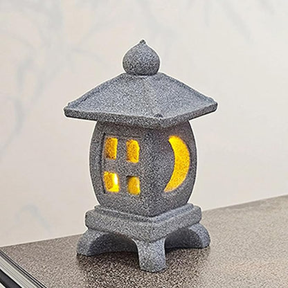 Japanese Pagoda LED Lamp Statue Figurine, LED Lantern Pagoda Statue Figurines for Home Table Decor - Style B