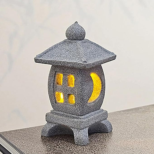 Japanese Pagoda LED Lamp Statue Figurine, LED Lantern Pagoda Statue Figurines for Home Table Decor - Style B
