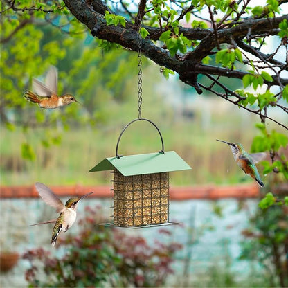 Bird Feeder for Outdoors, Squirrel Proof Suet Feeder for Outside Hanging | Adjustable Chain Hanging for Garden Yard Outside - Suet Cake Feeders Squirrel Proof Birdfeeder