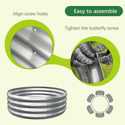 Galvanized Garden Bed Kit for Vegetables/Herbs/Flowers 4x4x1 Outdoor Raised Planter Box