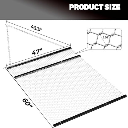 FAHKNS 4x5 ft Drag Harrow, Driveway Drag, Yard Drag for ATV/UTV | yard leveler pull behind for Landscape Leveling or Sod Prepping, Durable Harrow Rake for Gravel Driveway, Farm Field Garden