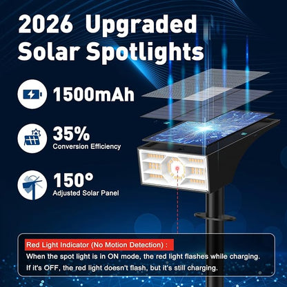 Solar Spot Lights Outdoor, 6 Pack/56 LED Outdoor Lights for Yard Waterproof IP68, 4 Lighting Modes Solar Landscape Spotlights, Auto On/Off Solar Powered Flood Lights Garden Pathway,Warm White