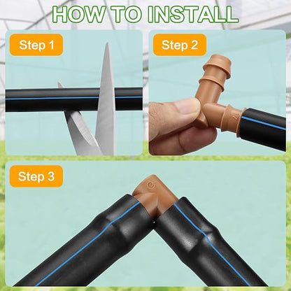 JAYEE 25 Pack Drip Irrigation Barbed Elbow Fittings (17mm) for 1/2" Drip Hose(0.600”ID) ，Sprinkler Tubing Connector for Drip System