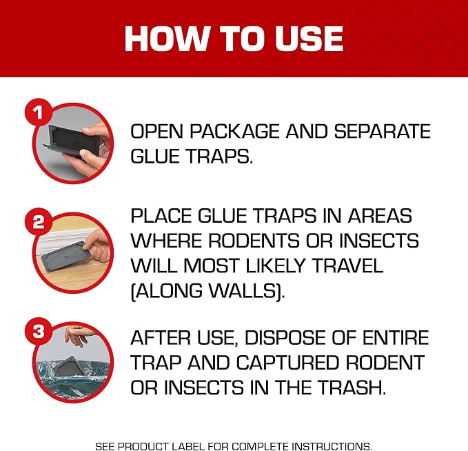 Tomcat Glue Traps Mouse Size with Eugenol for Enhanced Stickiness, 6 Traps | Sticky Pads For Mice, Cockroaches, and Spiders