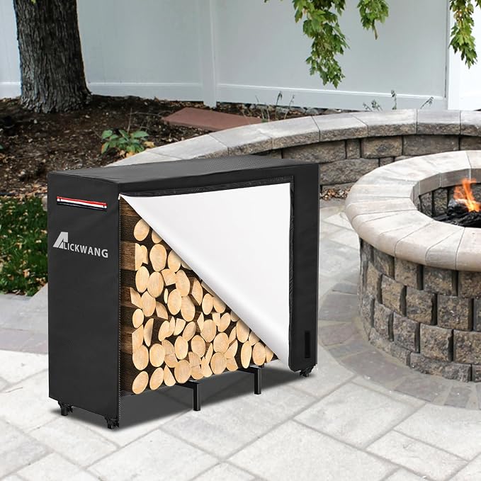 5ft Firewood Rack Cover,Heavy Duty 600D Waterproof Outdoor Firewood Storage Rack Covers,All Weather Protection Outdoor Firewood Rack Covers.24 D x 60" W x 42" H(Cover Only)