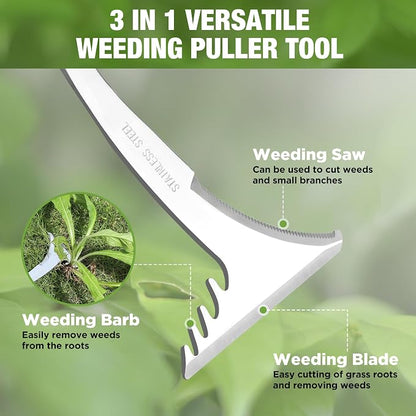 WORKPRO Crack Weeder, 12.5" Stainless Steel Crevice Weeding Tool Weeder Tool | Soft PP+TPR Handle, L-Shaped Side-Walk Weed Removal Scraper, for Garden Lawn Yard Patio Terrace Paving