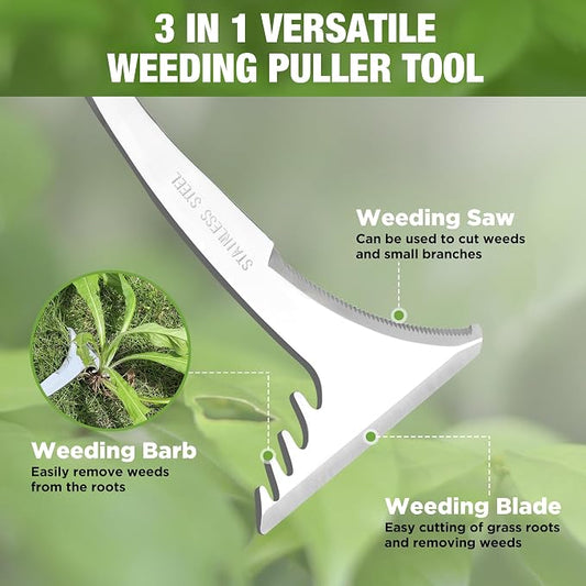 WORKPRO Crack Weeder, 12.5" Stainless Steel Crevice Weeding Tool Weeder Tool | Soft PP+TPR Handle, L-Shaped Side-Walk Weed Removal Scraper, for Garden Lawn Yard Patio Terrace Paving
