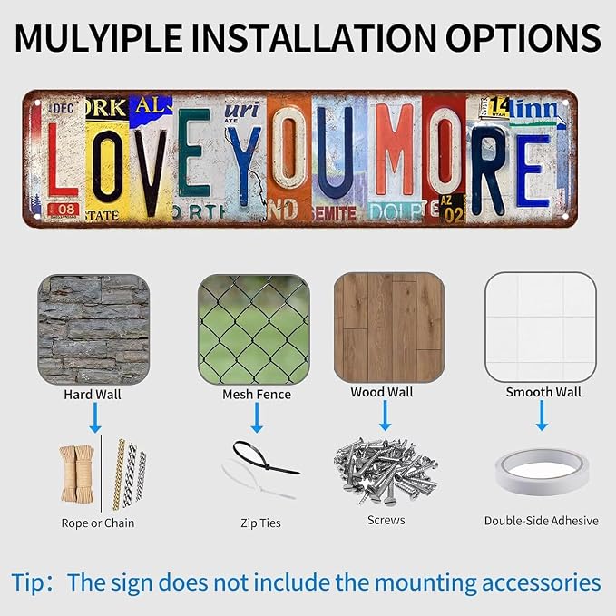 Love You More Sign Vintage Metal Tin Signs Love You More Sign Above Door Street Signs For Home Bar Coffee Wall Art Decor 16 X 4 Inches