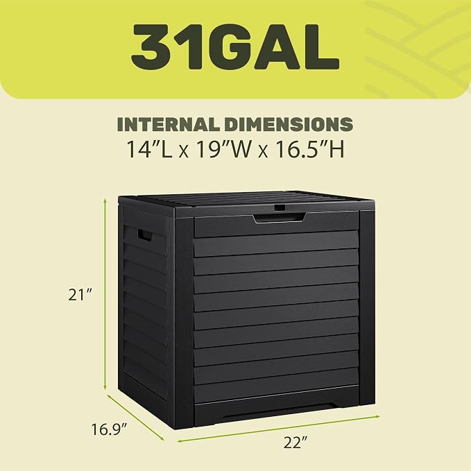 YITAHOME 35 Gallon Outdoor Storage Box | Waterproof Resin Deck Box and Package Delivery with Lockable Lid for Patio Furniture Cushions, Pool Accessories, Garden