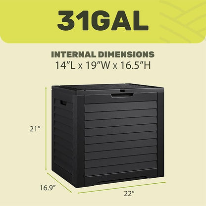 YITAHOME 35 Gallon Outdoor Storage Box | Waterproof Resin Deck Box and Package Delivery with Lockable Lid for Patio Furniture Cushions, Pool Accessories, Garden