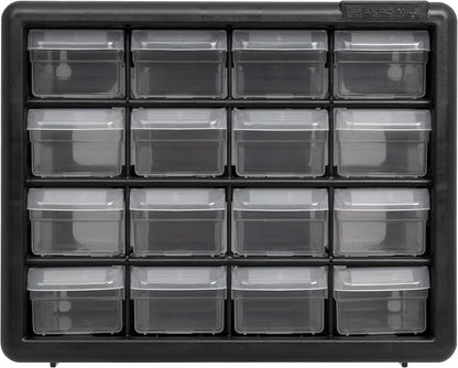 Akro-Mils 16-Drawer Plastic Drawer Storage Cabinet for Garage Organization, Beads, Makeup Organizer, Building Bricks Storage, Teacher Toolbox, 10-1/2" W x 6-1/2" D x 8-1/2" H, 10116 Black (Pack of 2)
