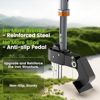 GASREKV Weed Puller Tool, 4-Claw Steel Head Stand Up Weeder, 39"-46" Adjustable Handle & Easy Eject, Root Weed Remover for Dandelion, Thistle & Crabgrass, No Bending