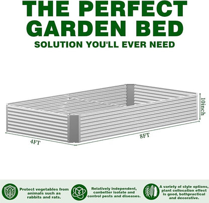 3 Pcs 8 x 4 FT Galvanized Steel Raised Garden Bed – Spacious Outdoor Metal Planter for Vegetables & Flowers, Easy Assembly for Backyards and Terraces