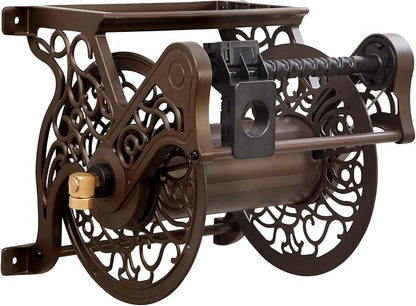 Liberty Garden 707-P Decorative Wall Mount Hose Reel with Plastic Guide, Bronze