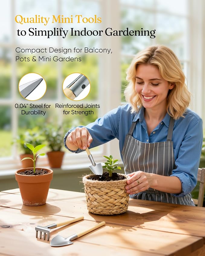Grenebo 12-Piece Womens Gardening Tools Gift Set, Rust-Proof & Heavy-Duty Garden Tools with Durable Carrying Case, Fashionable & Thoughtful Gardening Gifts for Women&Men (Pink-Silver)