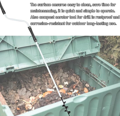 Compost Aerator Tools, 110CM Length Compost Turner Iron Composting Accessories - Manual Turners for Compos Bins and Garbage Decomposition, Rustproof and Durable
