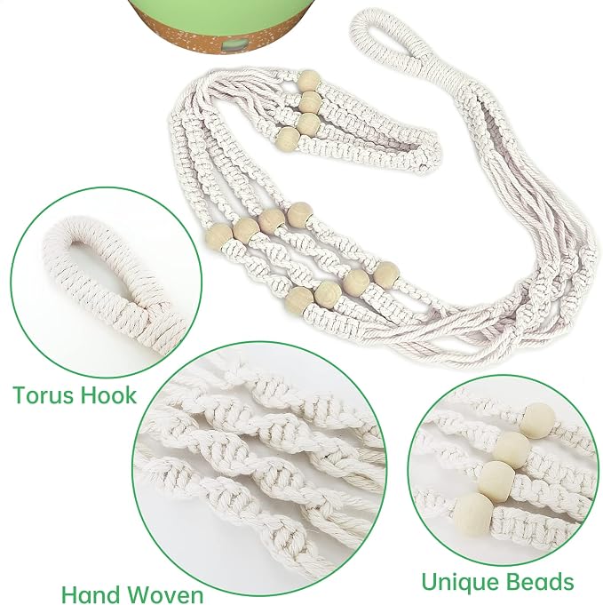 ZMTECH 2 Pack 10 Inch Hanging Planters with Macrame Plant Hanger for Indoor and Outdoor Plants, Self Watering, Drainage Hole, Visible Level Tray, Green