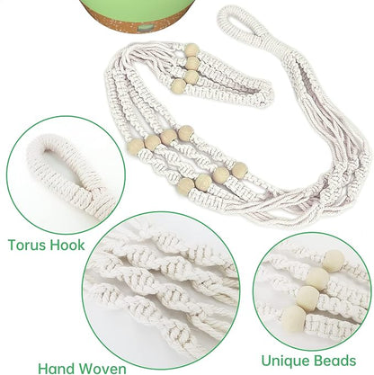 ZMTECH 2 Pack 10 Inch Hanging Planters with Macrame Plant Hanger for Indoor and Outdoor Plants, Self Watering, Drainage Hole, Visible Level Tray, Green