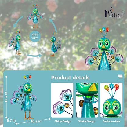 Natelf Metal Peacock Statue Outdoor Garden Yard Patio Decor Gift for Women | Indoor Home Decor Lawn Sculpture Mom Grandma Mother's Day Birthday