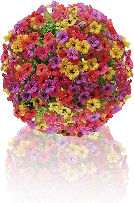 Artificia Flower Ball 17.7 Inch-Faux Flowers Topiary Hanging Ball for Outdoor Decor, UV Resistant Plastic Wedding Decoration, Garden Patio Porch Hanging Basket,Party Centerpiece Decor(1PCS-Spherical)