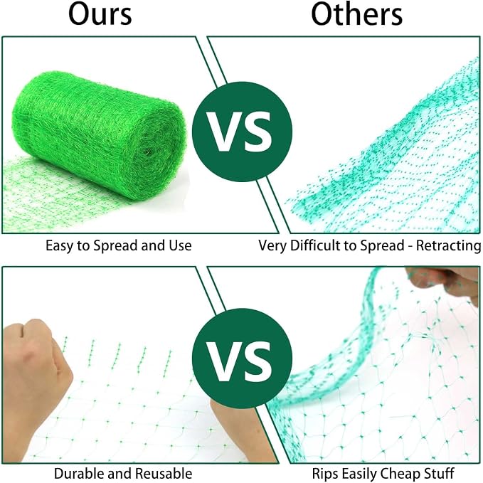 UWIOFF Garden Netting, 7 x 100 FT Bird Netting for Garden Protection, Green Deer Netting for Plants Fruit Trees Vegetables from Birds, Squirrels, Other Animals