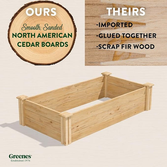 Greenes Fence Premium Cedar Raised Garden Bed, 2' x 4' x 10.5" (3/4" Thick) (2-Pack) - Made in USA with North American Cedar