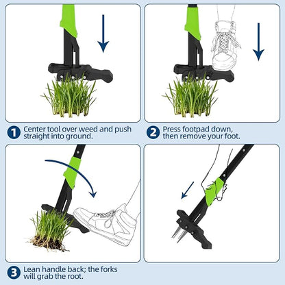 Garvee 40" Long Handle Stand Up Weed Puller - 4-Claw with Ejector Gardening Hand Weeding Tool Easy-Eject Easily Remove Weeds Without Bending, Pulling, or Kneeling.