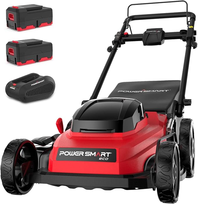 PowerSmart 20" Self-Propelled Cordless Lawn Mower, Brushless Motor, 2 x 40V 4.0Ah Battery & Charger (MB2420SA)
