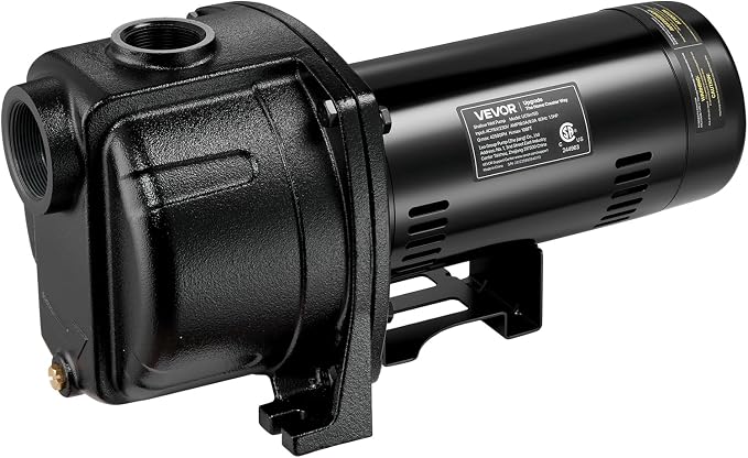 VEVOR 1.5 HP Shallow Well Jet Pump, AC 115/230 Volt, 4250 GPH Dual Voltage Cast Iron Well Jet Pump, with 108 ft Max Head Lift, Easy Voltage Switching, for Garden Irrigation, Lawn Sprinkler System