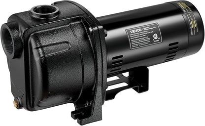 VEVOR 1.5 HP Shallow Well Jet Pump, AC 115/230 Volt, 4250 GPH Dual Voltage Cast Iron Well Jet Pump, with 108 ft Max Head Lift, Easy Voltage Switching, for Garden Irrigation, Lawn Sprinkler System